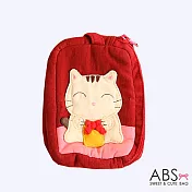 ABS貝斯貓 蝴蝶結貓咪 雙層零錢包 證件包 (活力紅) 88-111