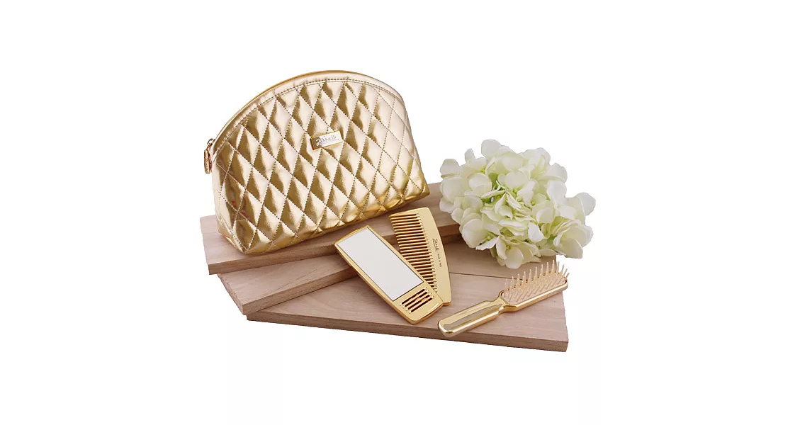 【U】Janeke亞尼佳 - 隨身梳具化妝組(贈品牌限量化妝包) - 金色