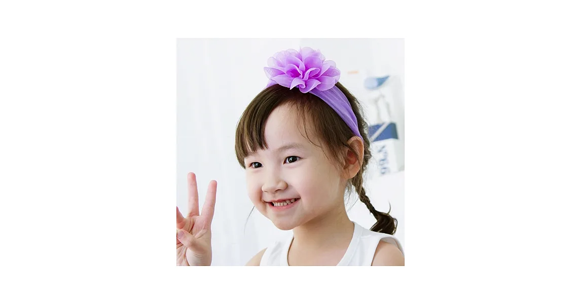 Cutie Bella彈性雪紡山茶花髮帶-Lilac