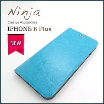 【東京御用Ninja】iPhone 6 Plus (5.5吋)經典瘋馬紋保護皮套（藍色）