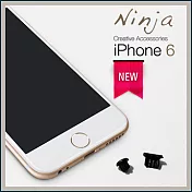 【東京御用Ninja】iPhone 6通用款耳機孔防塵塞+Lightning防塵底塞（黑色）2入裝