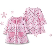 可愛小童雙層綿口袋洋裝 花漾洋裝 長袖 中厚綿 高腰 傘狀 長版上衣 娃娃裝 洋裝(粉紅色/粉綠色)9M粉紅色洋裝