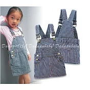 中小童條紋帶牛仔裙  弔帶裙  背帶裙  百搭 實穿85藍色條紋