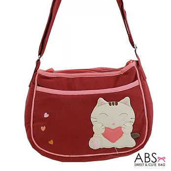 ABS貝斯貓 Love Cat 拼布多隔層小肩背包 側背包 (活力紅) 88-125