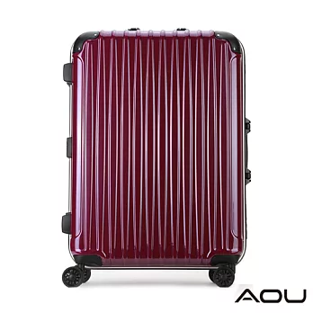 AOU微笑旅行 26吋 TSA鋁框鎖PC鏡面行李箱 專利雙跑車輪 (魅力紫) 99-048B