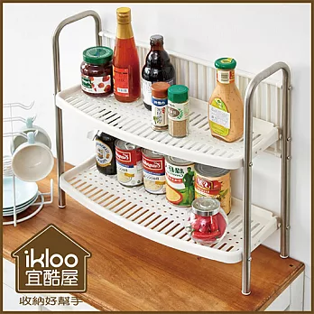 【ikloo】不鏽鋼廚房瓶罐架(附檔片) -氣質白