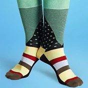 『摩達客』瑞典進口【Happy Socks】綠藍橫紋圓點中統襪        41-46