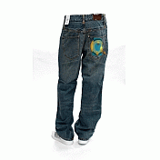 『摩達客』美國進口人氣嘻哈Jay Z品牌【 Rocawear 】OSH 藍色直筒刷舊牛仔褲32