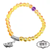 【A1寶石】純銀貔貅-黃水晶紫水晶手鍊-強力招財旺貴人運