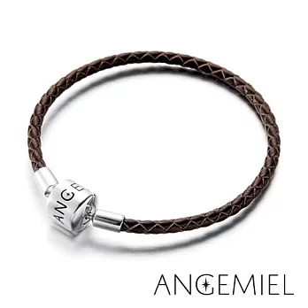 Angemiel安婕米 925純銀珠飾 皮革手環 (深褐) 19 19cm