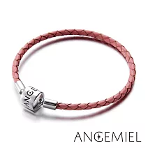 Angemiel安婕米 純銀珠飾 義大利皮革手環(粉紅)19cm