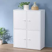 《Homelike》現代風二層四門置物櫃(三色)純白色