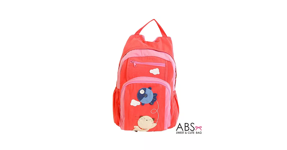 ABS貝斯貓 Fish&Cat 拼布雙肩後背包 (甜心粉) 88-168