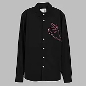 【摩達客】韓國進口EXO合作設計品牌DBSW Button Stealer盜釦者 長袖襯衫M修身黑色