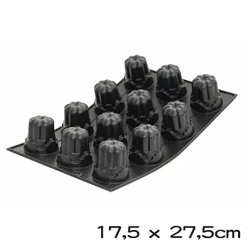 法國【de Buyer】畢耶烘焙『黑軟矽膠模系列』12入法式可麗露烤模
