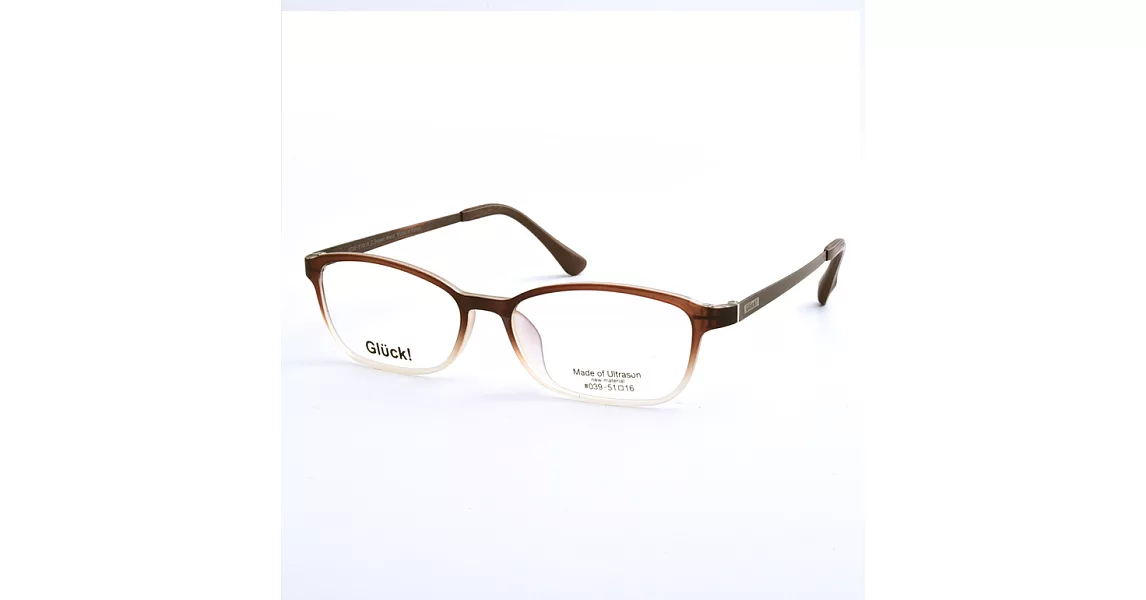 【大學眼鏡】Gluck!繽紛耀眼 方框平光眼鏡 39-Brown-Metal霧咖啡漸層