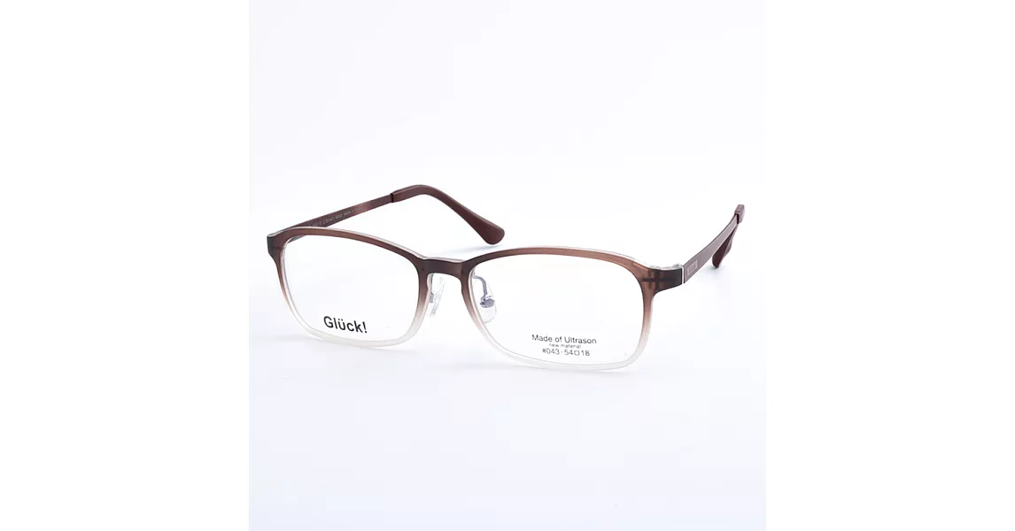 【大學眼鏡】Gluck!繽紛耀眼 方框平光眼鏡 43-Brown-Metal霧咖啡漸層