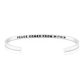 MANTRABAND 美國悄悄話手環 Peace Comes From Within 寧靜來自內心 銀色
