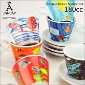 義大利 d’ANCAP 陶瓷咖啡杯盤組-童趣彩繪 180cc (6杯6盤) HG9392