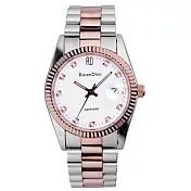 Roven Dino羅梵迪諾  尊貴階級時尚晶鑽腕錶-白X銀+玫瑰金
