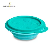 【MARCUS＆MARCUS】動物樂園矽膠摺疊碗-大象(淺藍碗蓋/綠碗)
