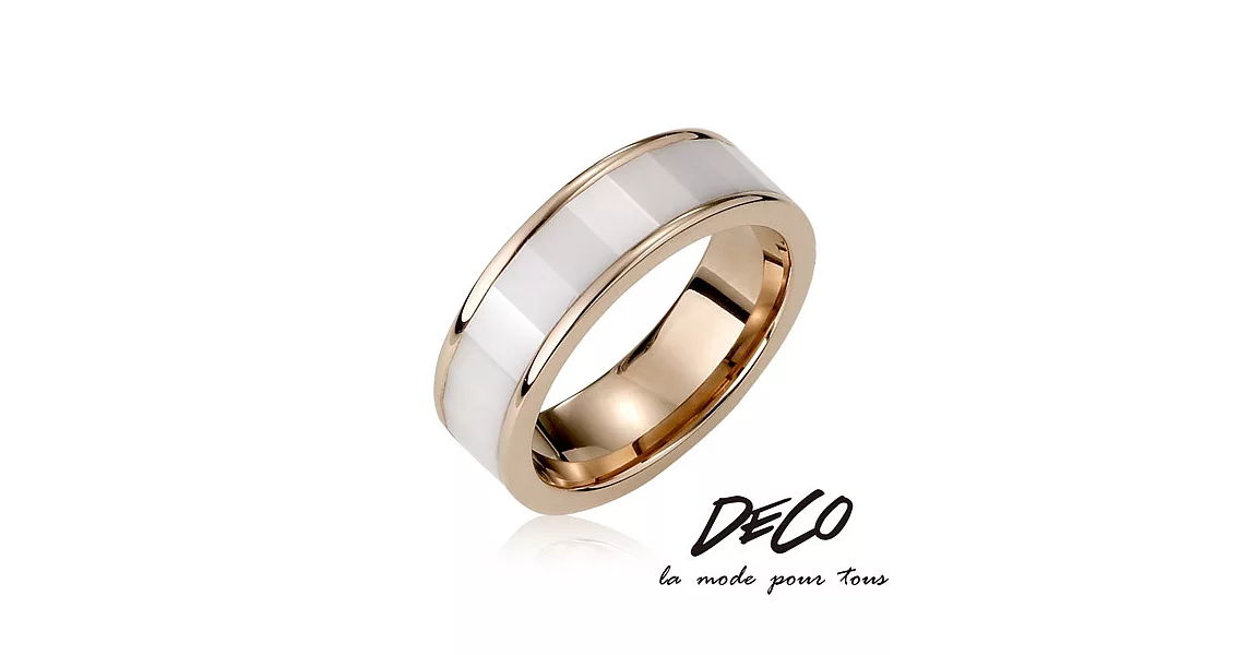 DECO X MASSA-G 純鈦系列【黑白印記】陶瓷鈦金戒(白)美規5號