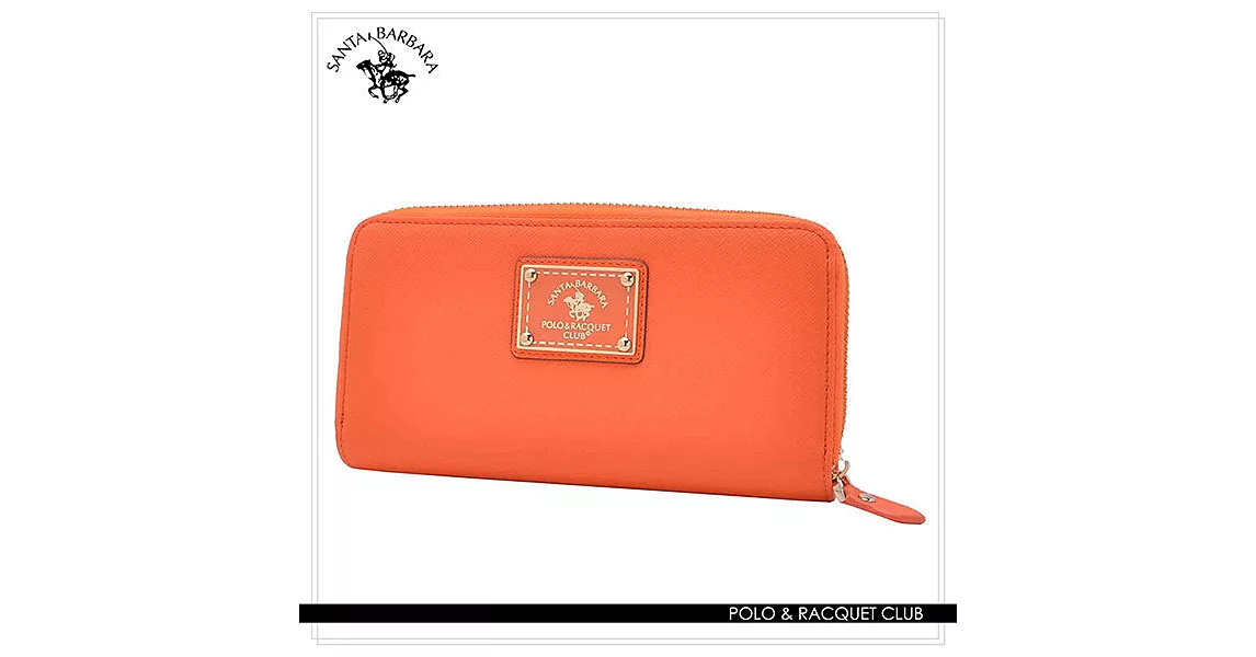 SANTA BARBARA POLO.聖大保羅 - 幸福微糖系列 拉鍊雙層長夾-香橙橘