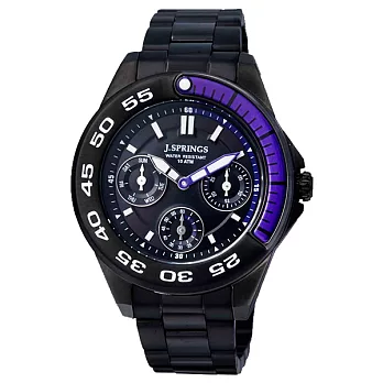 J.SPRINGS系列  八度空間三眼計時時尚腕錶-紫X黑