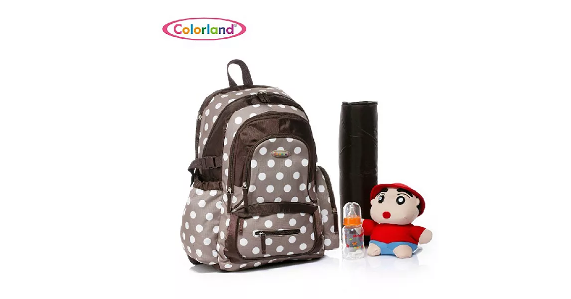 【Mamae】BP045時尚小花多功能大容量媽媽包 機能型+減壓媽咪背包咖啡圓點