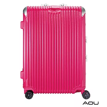 AOU 極速致美系列高端鋁框箱 20吋 獨創PC防刮專利設計飛機輪旅行箱 (玫紅) 90-020C