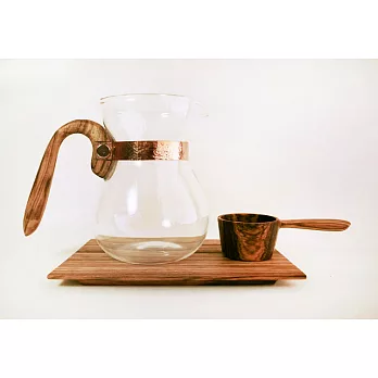 露La Rosée / 木質手感咖啡壺組(1壺1匙1盤)/經典收藏版/斑馬木/木盒裝