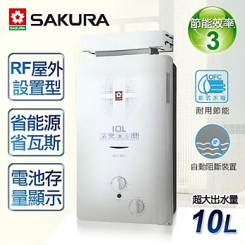 【櫻花牌】10L屋外抗風型ABS防空燒熱水器／GH-1021(天然瓦斯)