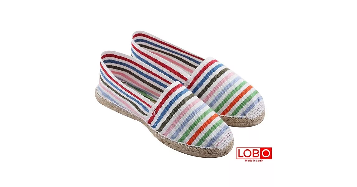 【LOBO】西班牙百年品牌Plana手工草編平底鞋-彩虹 情侶男/女款34彩虹