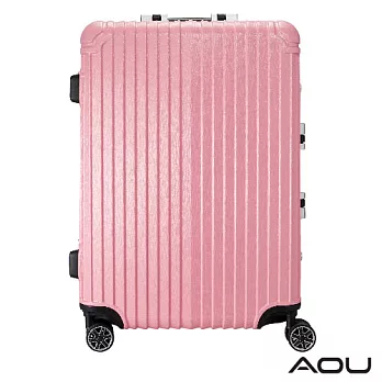 AOU 絕美時尚系列 升級版 29吋100%PC防刮亮面飛機輪旅行箱 (櫻花粉) 90-021A
