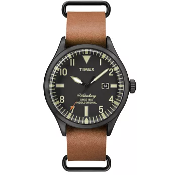 TIMEX 160周年刻劃時代日期皮帶錶-黑x咖啡