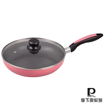 【日本Pearl Life】微笑煮.不沾煎鍋26cm(附蓋)-淺桃紅