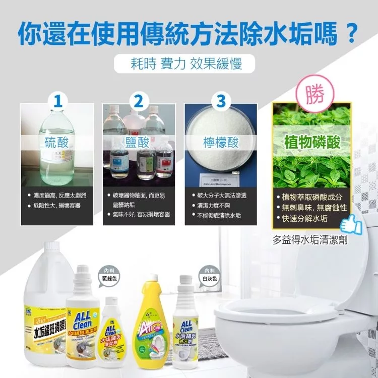 博客來 多益得all Clean水垢鏽斑去污劑 500g 6入一箱