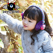 韓國DevilWing小惡魔男女童條紋造型可調耳套 耳罩 防寒耳罩 兒童保暖耳套紫色
