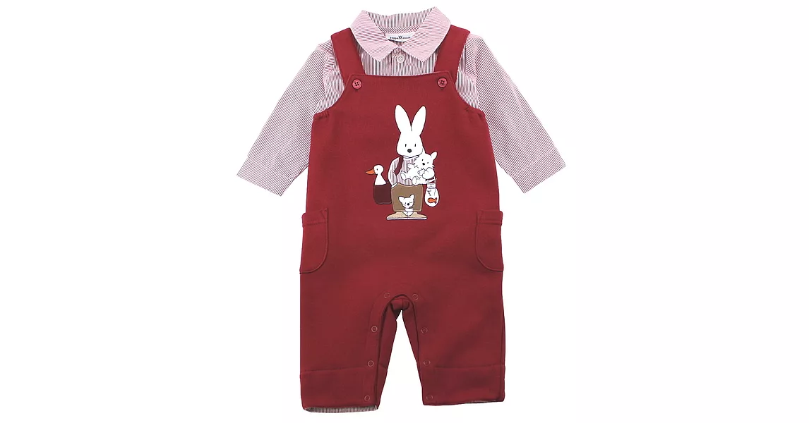 【愛的世界】吊帶褲套裝-台灣製-80紅色