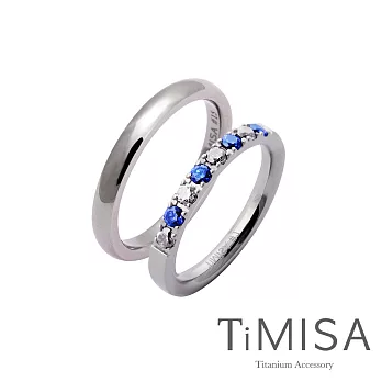 【TiMISA】單純+蜜糖彩鑽 情人對戒(五色可選)藍白