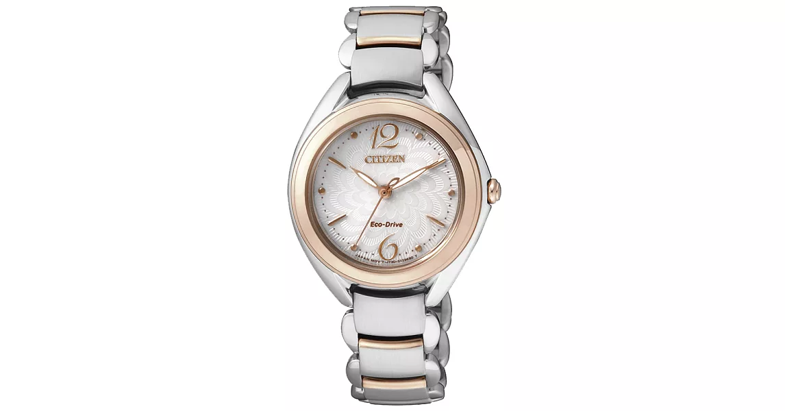 CITIZEN Eco-Drive 心花怒放光動能時尚女錶-玫瑰金框銀