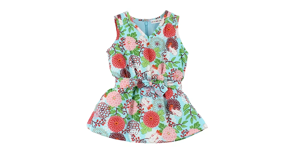 【愛的世界】舖棉綁帶背心洋裝-台灣製-105藍色