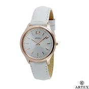 ARTEX 5605真皮手錶-白/玫瑰金33mm