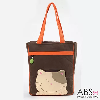 ABS貝斯貓 Smile Cat 拼布肩提包 手提袋 (咖/橘) 88-063
