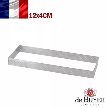 法國【de Buyer】畢耶烘焙『法芙娜不鏽鋼氣孔塔模系列』長方形塔模12x4cm(單人份)