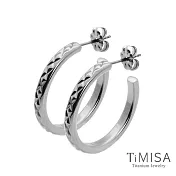 【TiMISA】格緻星光-細版(雙色)純鈦耳環一對原色