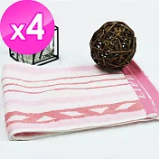 【法式寢飾花季】優雅生活-100%純棉彩條粉色運動毛巾(HJ0511)X4件組