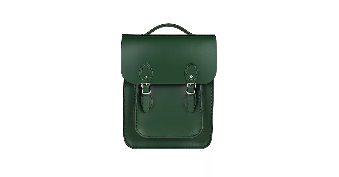 【The Leather Satchel Co.】英國原裝手工牛皮經典後揹包 手提包 後背包 多功能兩用包 精湛工藝 新款磁釦設計方便開啟(郵差綠)