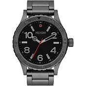 NIXON 46 品牌潮流躍動運動腕錶-灰框黑