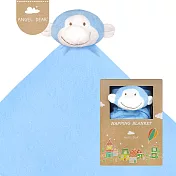 美國 Angel Dear 大頭動物嬰兒毛毯單入禮盒 (藍色小猴)